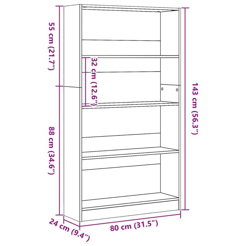 Casa si Gradina - Mobilier - Biblioteci si rafturi - Biblioteci - Biblioteca, gri sonoma, 80x24x143 cm, lemn prelucrat - Infinity.ro