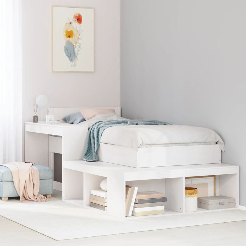 Casa si Gradina - Mobilier - Comode si corpuri - Noptiere - Noptiera cu birou, alb, 232x112x75 cm lemn masiv de pin - Infinity.ro