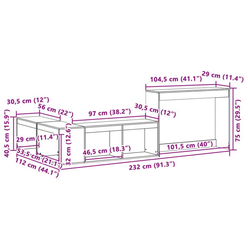 Casa si Gradina - Mobilier - Comode si corpuri - Noptiere - Noptiera cu birou, alb, 232x112x75 cm lemn masiv de pin - Infinity.ro