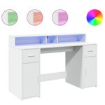 Casa si Gradina - Mobilier - Mese si birouri - Birouri - Birou cu lumini LED, alb, 140x55x91 cm, lemn prelucrat - Infinity.ro