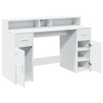 Casa si Gradina - Mobilier - Mese si birouri - Birouri - Birou cu lumini LED, alb, 140x55x91 cm, lemn prelucrat - Infinity.ro