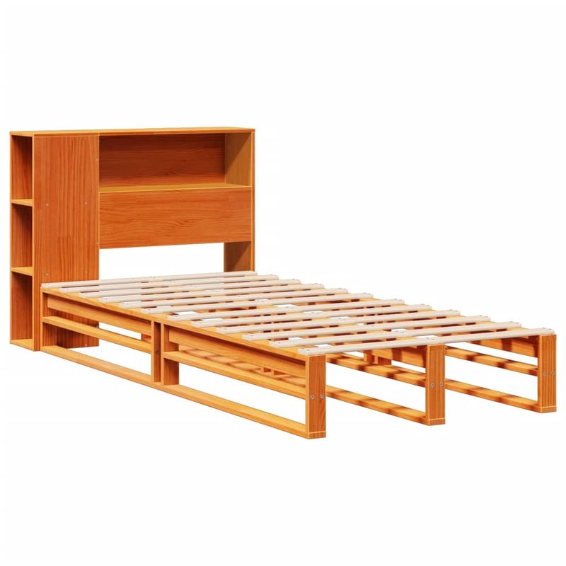 Casa si Gradina - Mobilier - Paturi si accesorii - Paturi - Pat cu biblioteca fara saltea, maro, 100x200 cm, lemn masiv - Infinity.ro