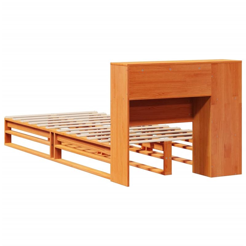 Casa si Gradina - Mobilier - Paturi si accesorii - Paturi - Pat cu biblioteca fara saltea, maro, 100x200 cm, lemn masiv - Infinity.ro