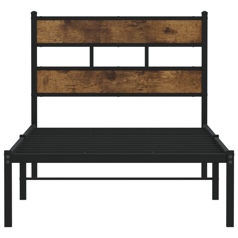 Casa si Gradina - Mobilier - Paturi si accesorii - Paturi - Cadru pat metalic fara saltea, stejar fumuriu, 90x200 cm - Infinity.ro