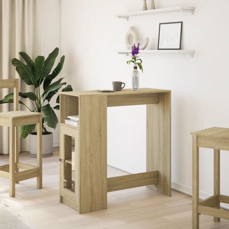 Casa si Gradina - Mobilier - Mese si birouri - Mese bucatarie si dining - Masa bar cu rafturi stejar sonoma 101x40x103,5cm lemn prelucrat - Infinity.ro