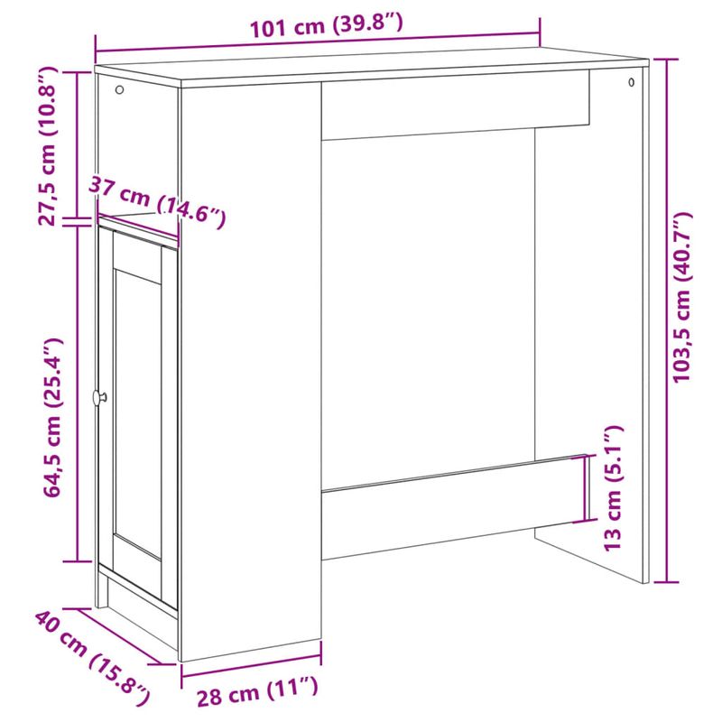 Casa si Gradina - Mobilier - Mese si birouri - Mese bucatarie si dining - Masa bar cu rafturi stejar sonoma 101x40x103,5cm lemn prelucrat - Infinity.ro