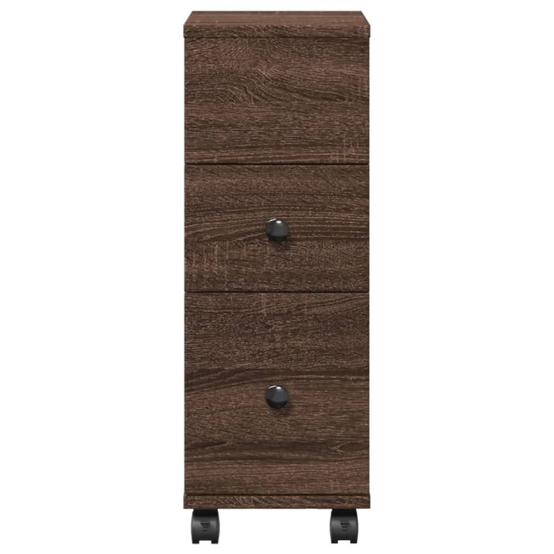 Casa si Gradina - Mobilier - Dulapuri si sifoniere - Dulapuri - Dulap de baie ingust cu roti, stejar maro, lemn prelucrat - Infinity.ro