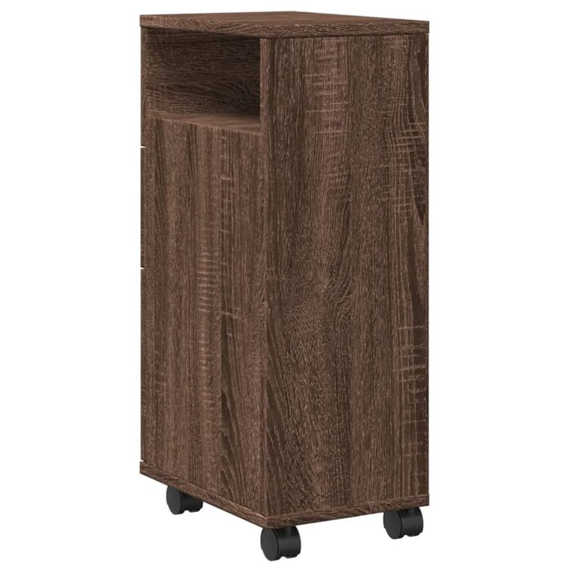 Casa si Gradina - Mobilier - Dulapuri si sifoniere - Dulapuri - Dulap de baie ingust cu roti, stejar maro, lemn prelucrat - Infinity.ro