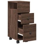 Casa si Gradina - Mobilier - Dulapuri si sifoniere - Dulapuri - Dulap de baie ingust cu roti, stejar maro, lemn prelucrat - Infinity.ro