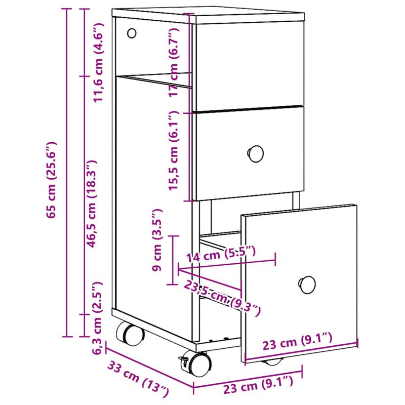 Casa si Gradina - Mobilier - Dulapuri si sifoniere - Dulapuri - Dulap de baie ingust cu roti, stejar maro, lemn prelucrat - Infinity.ro