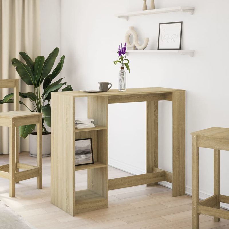 Casa si Gradina - Mobilier - Mese si birouri - Mese bucatarie si dining - Masa bar cu raft stejar Sonoma, 124x46x103,5 cm, lemn prelucrat - Infinity.ro