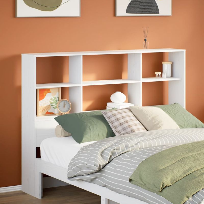 Casa si Gradina - Mobilier - Paturi si accesorii - Accesorii paturi - Tablie de pat cu depozitare alb 120 cm lemn masiv de pin - Infinity.ro