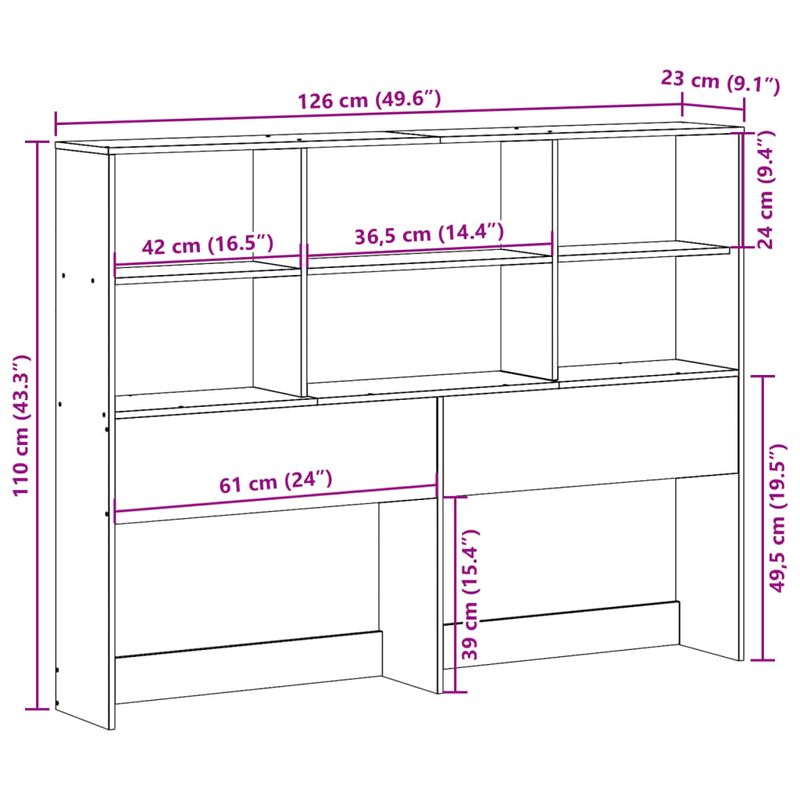 Casa si Gradina - Mobilier - Paturi si accesorii - Accesorii paturi - Tablie de pat cu depozitare alb 120 cm lemn masiv de pin - Infinity.ro