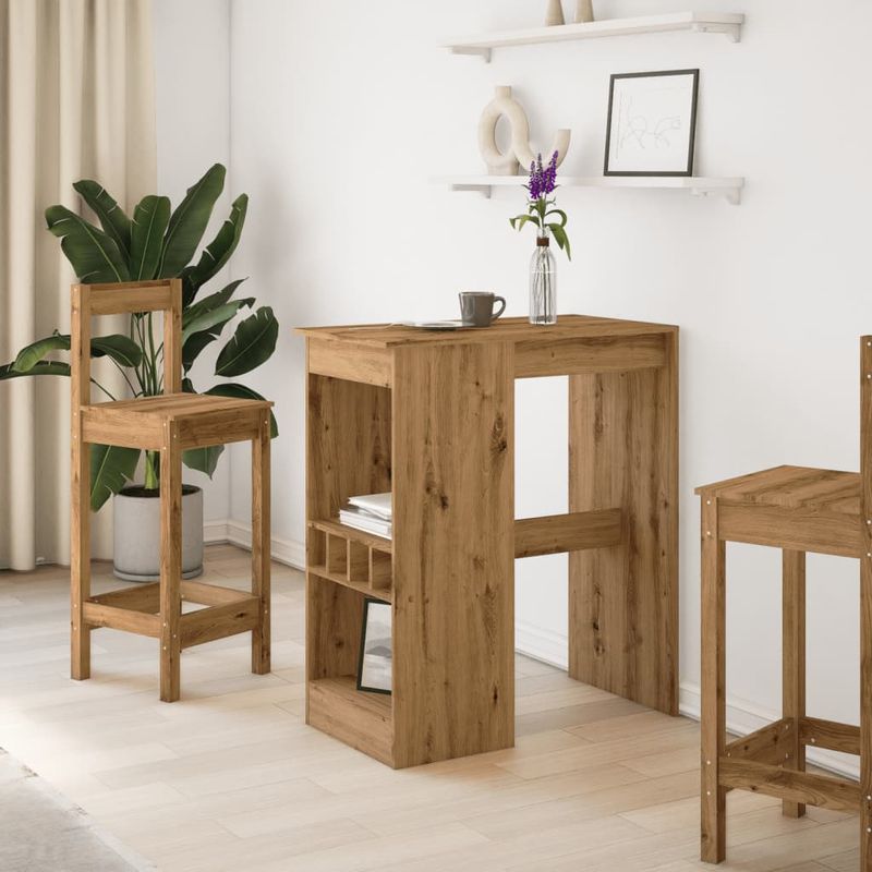 Casa si Gradina - Mobilier - Mese si birouri - Mese bucatarie si dining - Masa de bar cu rafturi, stejar artizanal 90x47,5x103,5 cm lemn - Infinity.ro
