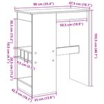 Casa si Gradina - Mobilier - Mese si birouri - Mese bucatarie si dining - Masa de bar cu rafturi, stejar artizanal 90x47,5x103,5 cm lemn - Infinity.ro