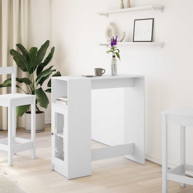 Casa si Gradina - Mobilier - Mese si birouri - Mese bucatarie si dining - Masa de bar cu rafturi, alb, 101x40x103,5 cm, lemn prelucrat - Infinity.ro
