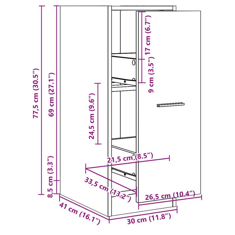 Casa si Gradina - Mobilier - Dulapuri si sifoniere - Dulapuri - Dulap de farmacie, gri beton, 30x41x77,5 cm, lemn prelucrat - Infinity.ro
