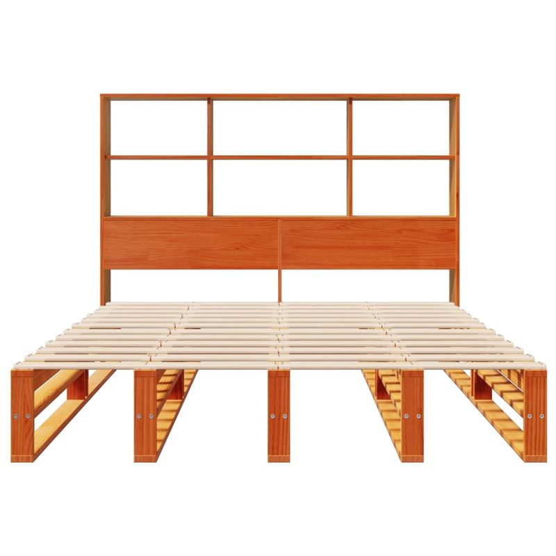 Casa si Gradina - Mobilier - Paturi si accesorii - Paturi - Pat cu biblioteca fara saltea maro ceruit 150x200 cm lemn masiv - Infinity.ro