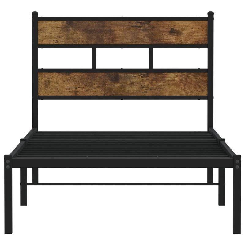 Casa si Gradina - Mobilier - Paturi si accesorii - Paturi - Cadru pat metalic fara saltea, stejar fumuriu, 80x200 cm - Infinity.ro