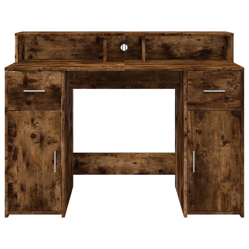 Casa si Gradina - Mobilier - Mese si birouri - Birouri - Birou cu lumini LED stejar fumuriu 120x55x91 cm lemn prelucrat - Infinity.ro