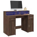 Casa si Gradina - Mobilier - Mese si birouri - Birouri - Birou cu lumini LED, stejar maro, 120x55x91 cm, lemn prelucrat - Infinity.ro