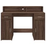 Casa si Gradina - Mobilier - Mese si birouri - Birouri - Birou cu lumini LED, stejar maro, 120x55x91 cm, lemn prelucrat - Infinity.ro