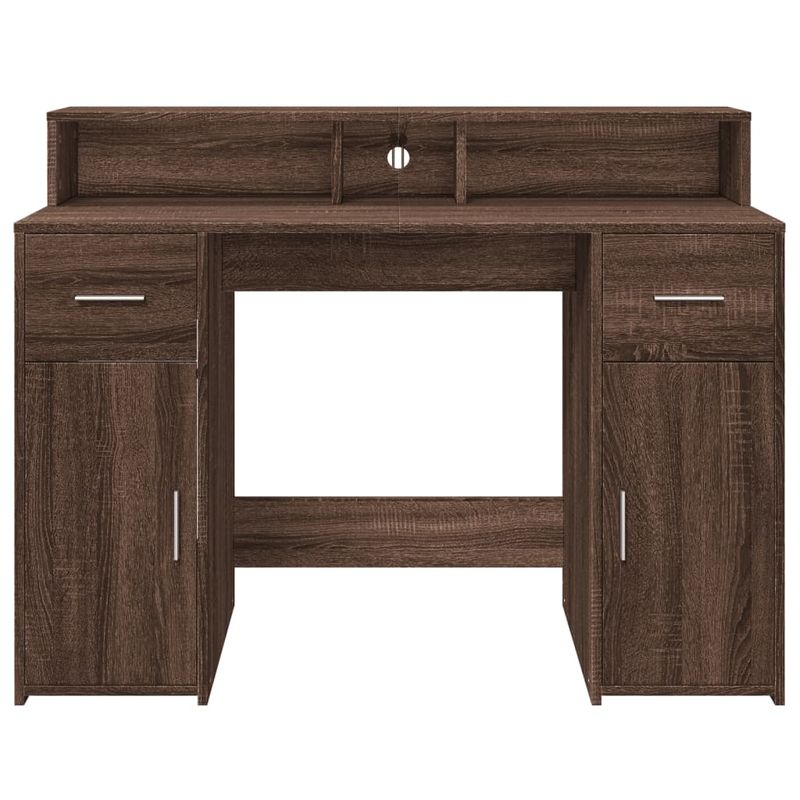 Casa si Gradina - Mobilier - Mese si birouri - Birouri - Birou cu lumini LED, stejar maro, 120x55x91 cm, lemn prelucrat - Infinity.ro