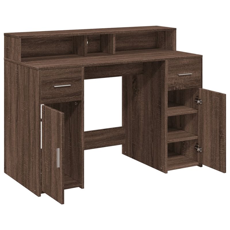 Casa si Gradina - Mobilier - Mese si birouri - Birouri - Birou cu lumini LED, stejar maro, 120x55x91 cm, lemn prelucrat - Infinity.ro