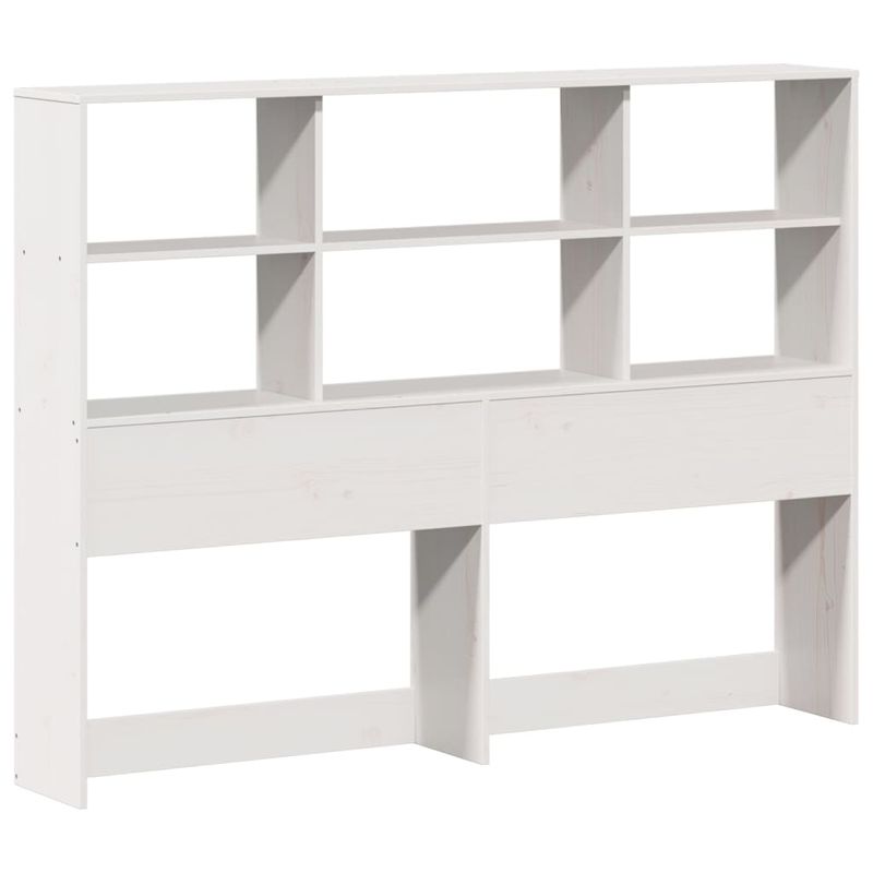Casa si Gradina - Mobilier - Paturi si accesorii - Paturi - Pat cu biblioteca fara saltea, alb, 140x200 cm, lemn masiv pin - Infinity.ro