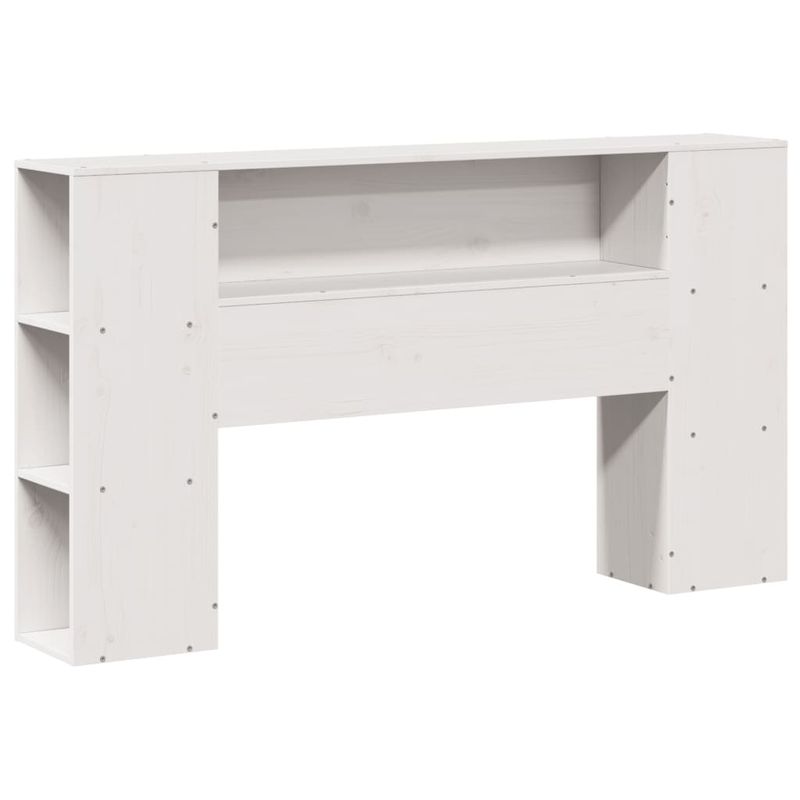 Casa si Gradina - Mobilier - Paturi si accesorii - Paturi - Pat cu biblioteca fara saltea, alb, 140x200 cm, lemn masiv pin - Infinity.ro