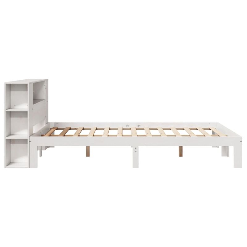 Casa si Gradina - Mobilier - Paturi si accesorii - Paturi - Pat cu biblioteca fara saltea, alb, 140x200 cm, lemn masiv pin - Infinity.ro