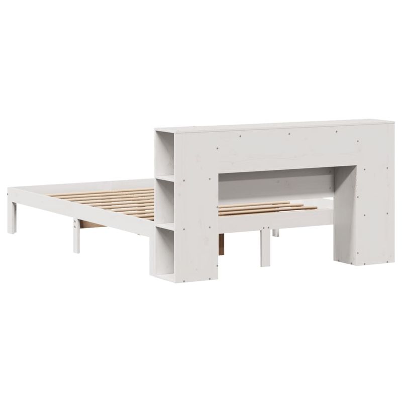 Casa si Gradina - Mobilier - Paturi si accesorii - Paturi - Pat cu biblioteca fara saltea, alb, 140x200 cm, lemn masiv pin - Infinity.ro