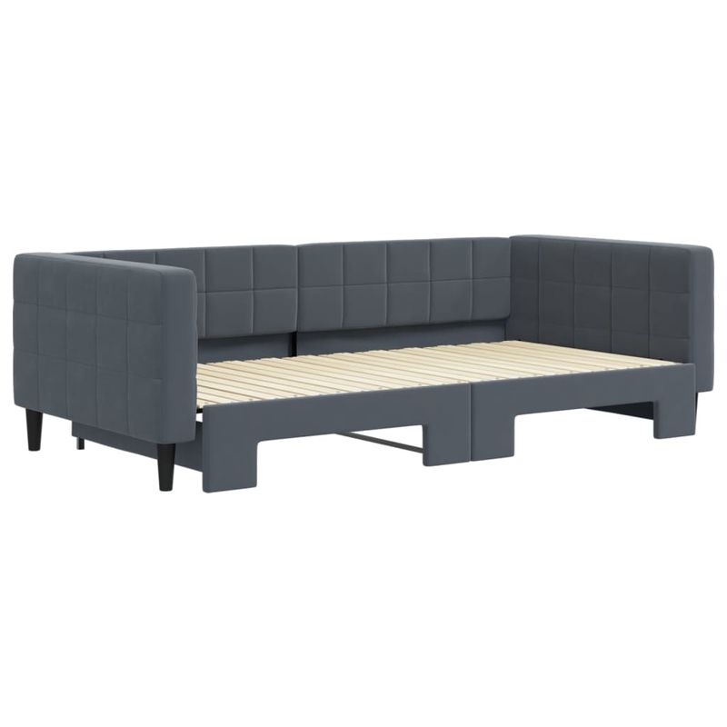 Casa si Gradina - Mobilier - Paturi si accesorii - Paturi - Pat de zi cu extensie, gri inchis, 100x200 cm, catifea - Infinity.ro