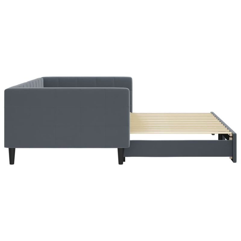 Casa si Gradina - Mobilier - Paturi si accesorii - Paturi - Pat de zi cu extensie, gri inchis, 100x200 cm, catifea - Infinity.ro