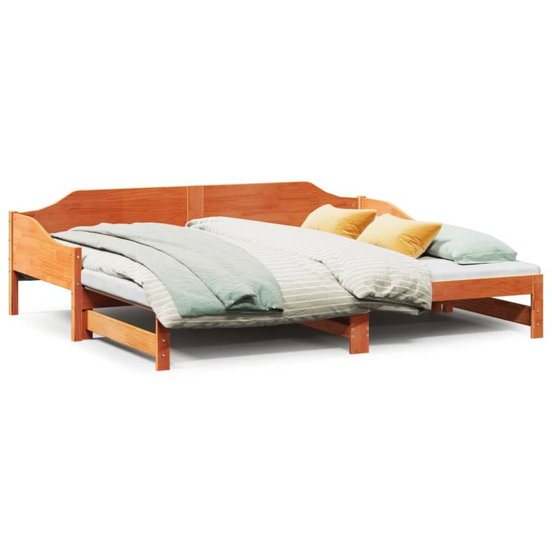 Casa si Gradina - Mobilier - Paturi si accesorii - Paturi - Pat de zi cu extensie, maro ceruit, 90x200cm, lemn masiv de pin - Infinity.ro