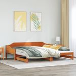 Casa si Gradina - Mobilier - Paturi si accesorii - Paturi - Pat de zi cu extensie, maro ceruit, 90x200cm, lemn masiv de pin - Infinity.ro