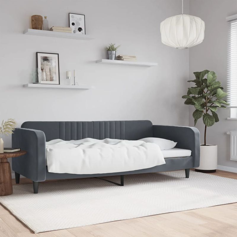 Casa si Gradina - Mobilier - Paturi si accesorii - Paturi - Cadru de pat, gri inchis, 100x200 cm, catifea - Infinity.ro