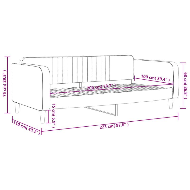 Casa si Gradina - Mobilier - Paturi si accesorii - Paturi - Cadru de pat, gri inchis, 100x200 cm, catifea - Infinity.ro