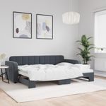 Casa si Gradina - Mobilier - Paturi si accesorii - Paturi - Pat de zi cu extensie, gri inchis, 80x200 cm, catifea - Infinity.ro