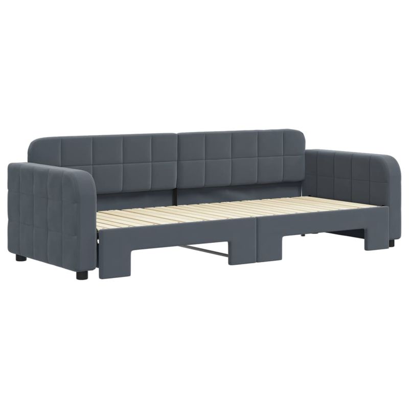 Casa si Gradina - Mobilier - Paturi si accesorii - Paturi - Pat de zi cu extensie, gri inchis, 80x200 cm, catifea - Infinity.ro