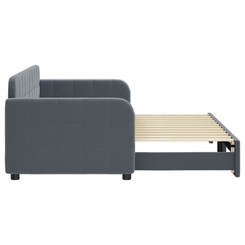 Casa si Gradina - Mobilier - Paturi si accesorii - Paturi - Pat de zi cu extensie, gri inchis, 80x200 cm, catifea - Infinity.ro