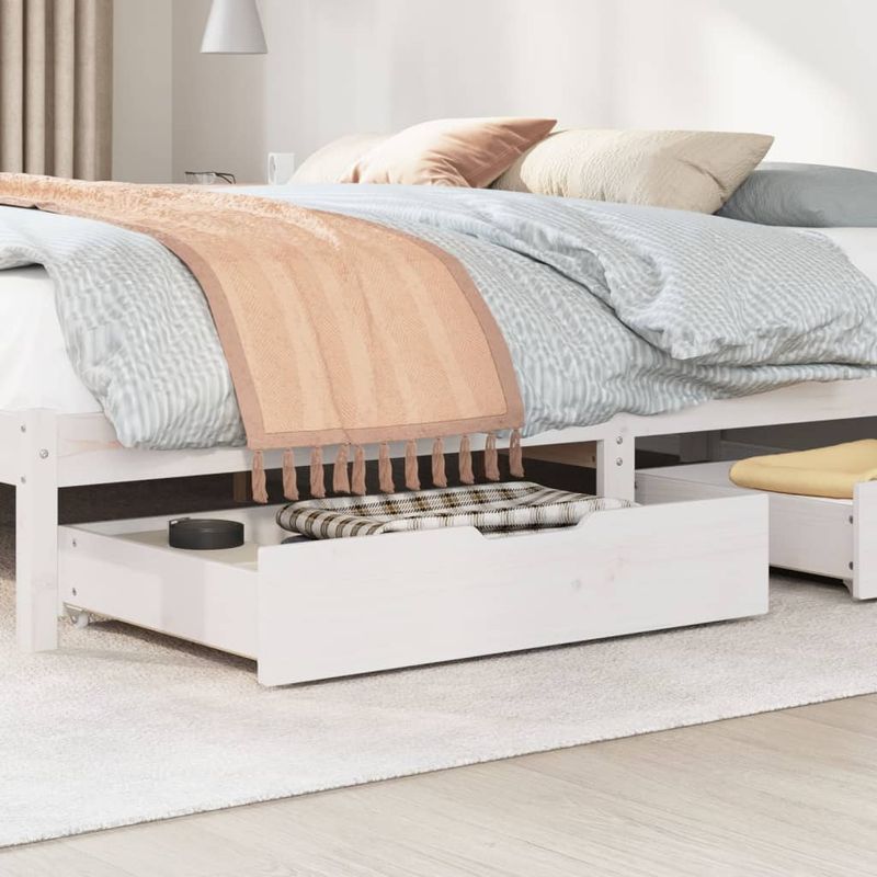 Casa si Gradina - Mobilier - Paturi si accesorii - Accesorii paturi - Sertare de pat, 2 buc., 80x55x16 cm, alb, lemn masiv de pin - Infinity.ro