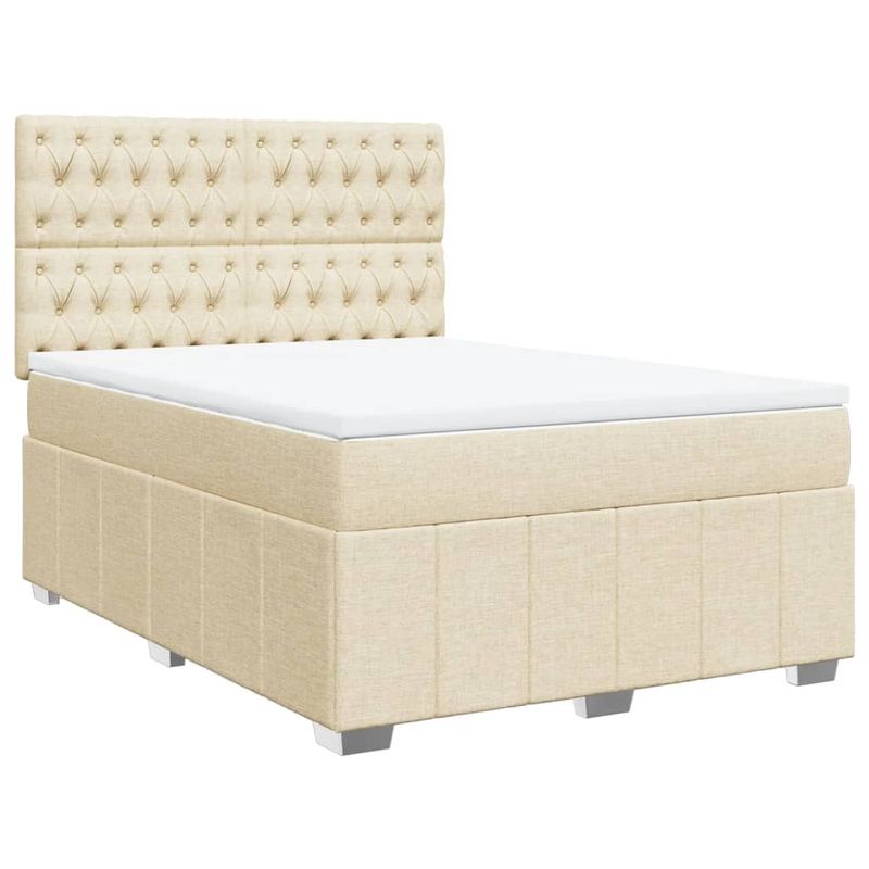 Casa si Gradina - Mobilier - Paturi si accesorii - Paturi - Pat continental cu saltea, crem, 140x200 cm, material textil - Infinity.ro