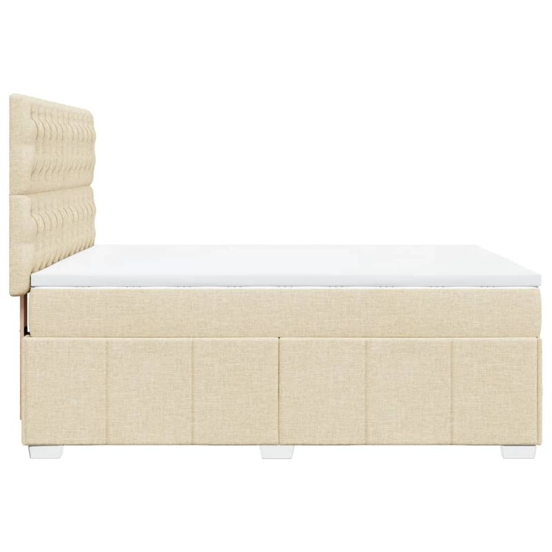 Casa si Gradina - Mobilier - Paturi si accesorii - Paturi - Pat continental cu saltea, crem, 140x200 cm, material textil - Infinity.ro
