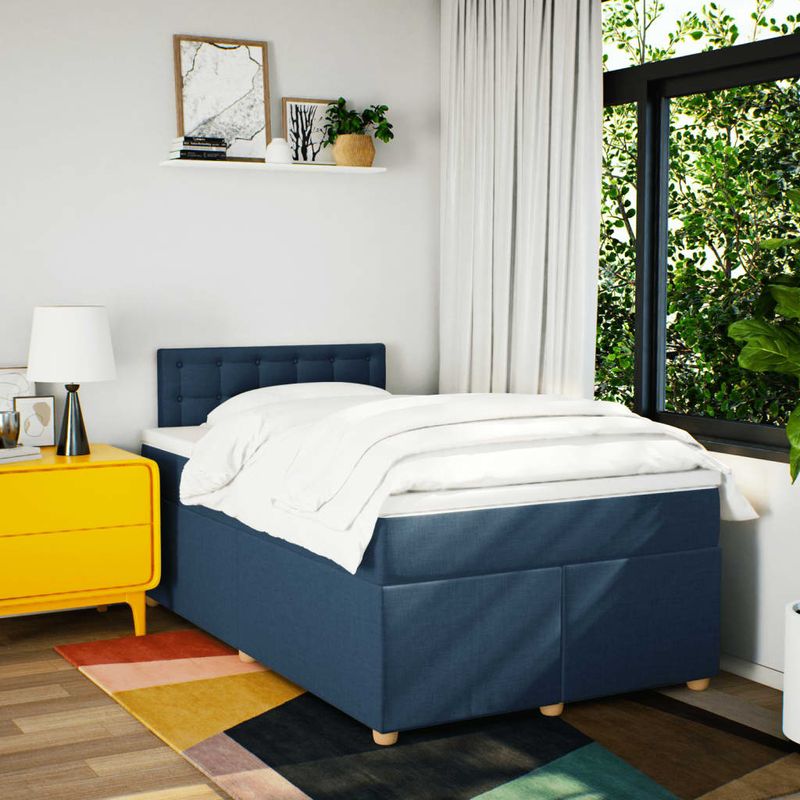 Casa si Gradina - Mobilier - Paturi si accesorii - Paturi - Pat box spring cu saltea, albastru, 120x190 cm, material textil - Infinity.ro