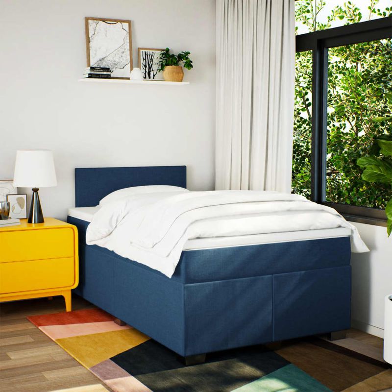 Casa si Gradina - Mobilier - Paturi si accesorii - Paturi - Pat box spring cu saltea, albastru, 120x190 cm, material textil - Infinity.ro