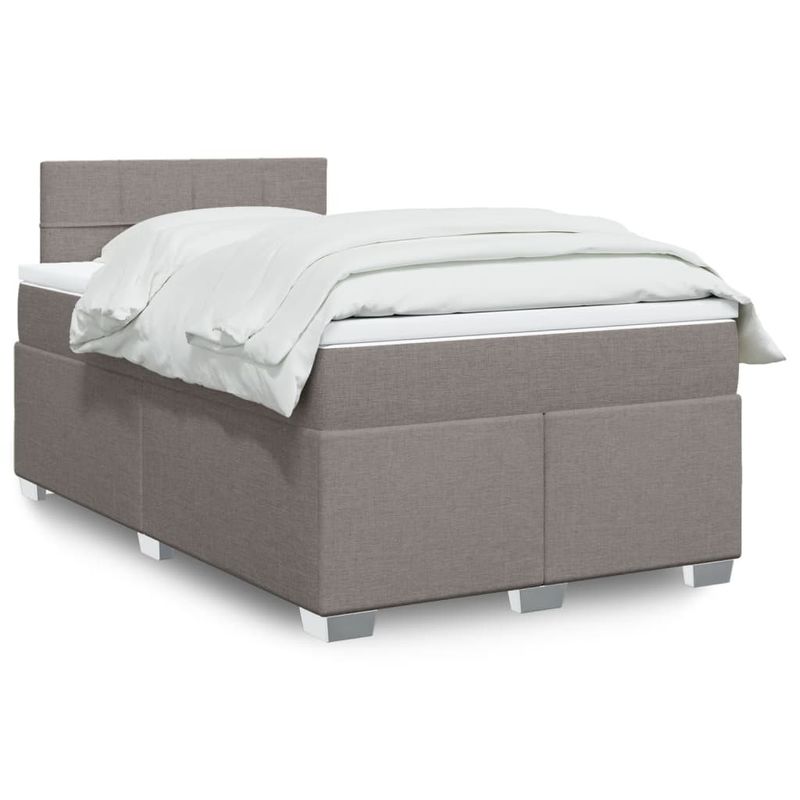 Casa si Gradina - Mobilier - Paturi si accesorii - Paturi - Pat box spring cu saltea, taupe, 120x190 cm material textil - Infinity.ro