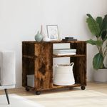 Casa si Gradina - Mobilier - Mese si birouri - Mese living - Masa laterala cu roti stejar fumuriu 70x35x60 cm lemn compozit - Infinity.ro