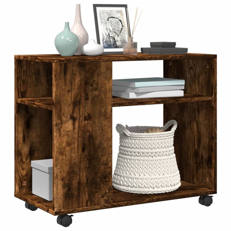 Casa si Gradina - Mobilier - Mese si birouri - Mese living - Masa laterala cu roti stejar fumuriu 70x35x60 cm lemn compozit - Infinity.ro