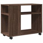 Casa si Gradina - Mobilier - Mese si birouri - Mese living - Masa laterala cu roti stejar maro 70x35x60 cm lemn compozit - Infinity.ro
